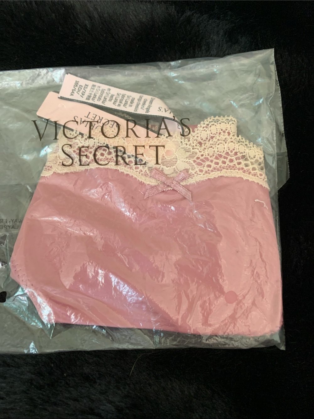 Victoria's Secret Pink Brief with Cream Lace Trim
